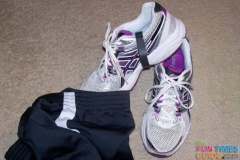 My running shoes and Fitbit wristband